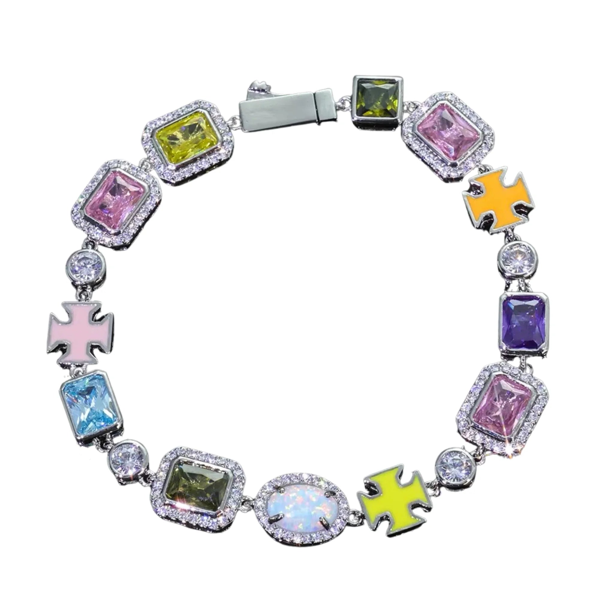 MULTI GEMSTONE BRACELET - ICED OUT
